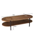 Table basse ovale 2 niveaux plateau amovible Sixtine bois/noir - 160x63x45 cm