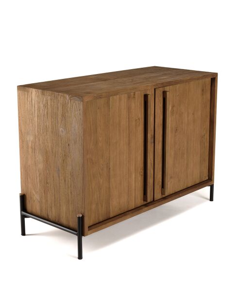 Buffet 2 portes en bois de teck recyclé Sixtine bois - 101x42.5x70.5 cm