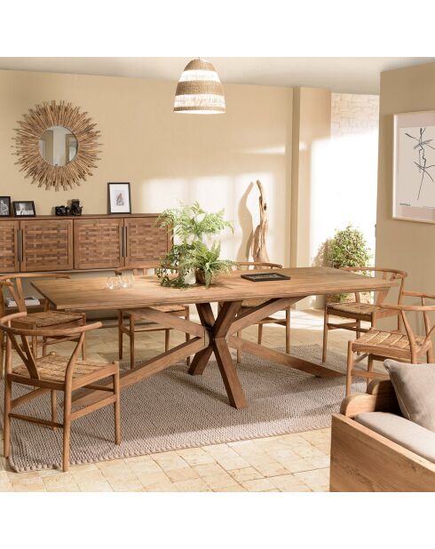 Table à manger rectangulaire en bois teck recyclé Sixtine bois - 240x100x78 cm