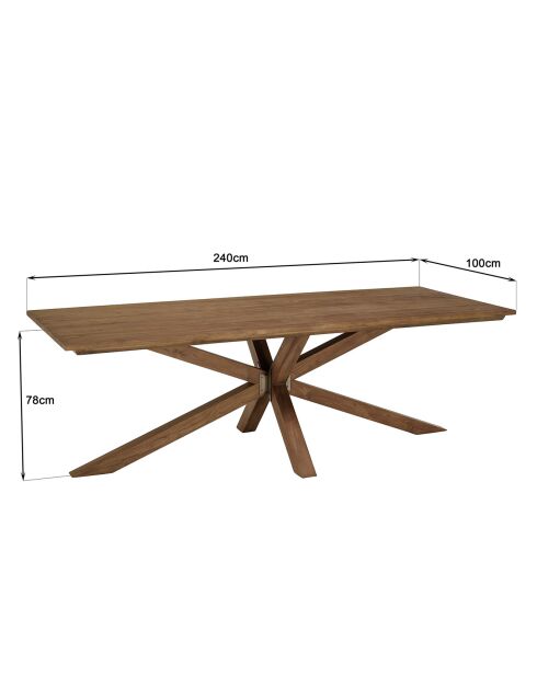 Table à manger rectangulaire en bois teck recyclé Sixtine bois - 240x100x78 cm