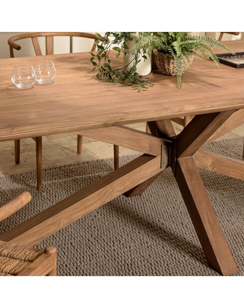 Table à manger rectangulaire en bois teck recyclé Sixtine bois - 240x100x78 cm