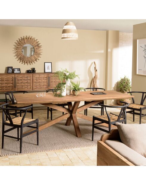 Table à manger rectangulaire en bois teck recyclé Sixtine bois - 240x100x78 cm