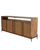 Buffet 4 portes 2 niches en bois de teck recyclé Sixtine bois - 194x42.5x85 cm