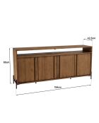 Buffet 4 portes 2 niches en bois de teck recyclé Sixtine bois - 194x42.5x85 cm