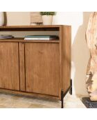 Buffet 4 portes 2 niches en bois de teck recyclé Sixtine bois - 194x42.5x85 cm