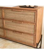 Commode 6 tiroirs en bois de teck recyclé Sixtine bois - 150x40x100.5 cm