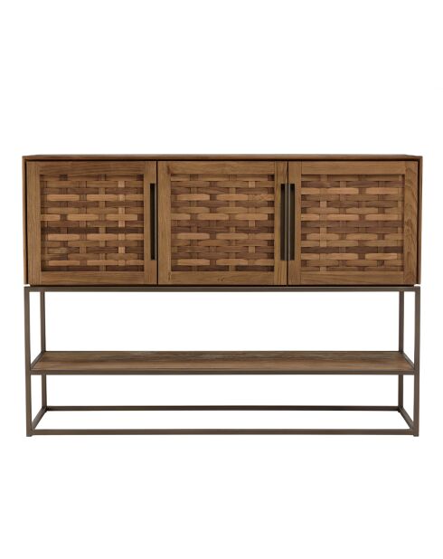 Buffet en bois de teck recyclé 3 portes Sixtine bois - 155x40x110.5 cm