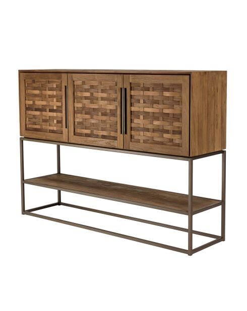 Buffet en bois de teck recyclé 3 portes Sixtine bois - 155x40x110.5 cm