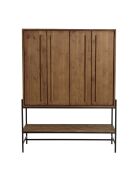 Buffet 4 portes 1 niche en bois de teck recyclé Sixtine bois - 124x38x160 cm