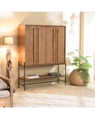 Buffet 4 portes 1 niche en bois de teck recyclé Sixtine bois - 124x38x160 cm