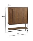 Buffet 4 portes 1 niche en bois de teck recyclé Sixtine bois - 124x38x160 cm