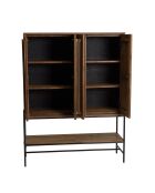 Buffet 4 portes 1 niche en bois de teck recyclé Sixtine bois - 124x38x160 cm