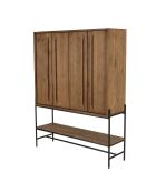 Buffet 4 portes 1 niche en bois de teck recyclé Sixtine bois - 124x38x160 cm