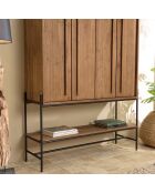 Buffet 4 portes 1 niche en bois de teck recyclé Sixtine bois - 124x38x160 cm