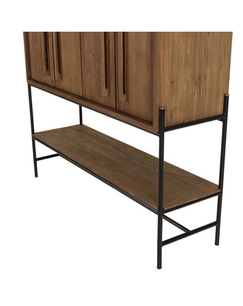 Buffet 4 portes 1 niche en bois de teck recyclé Sixtine bois - 124x38x160 cm