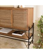 Buffet 4 portes en bois de teck recyclé Sixtine bois - 170x40x100 cm