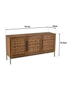 Buffet en bois de teck recyclé 3 portes Sixtine bois - 151x40x75 cm