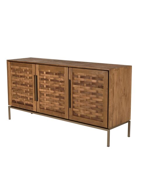 Buffet en bois de teck recyclé 3 portes Sixtine bois - 151x40x75 cm