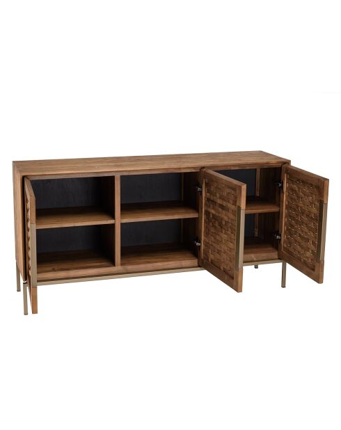 Buffet en bois de teck recyclé 3 portes Sixtine bois - 151x40x75 cm