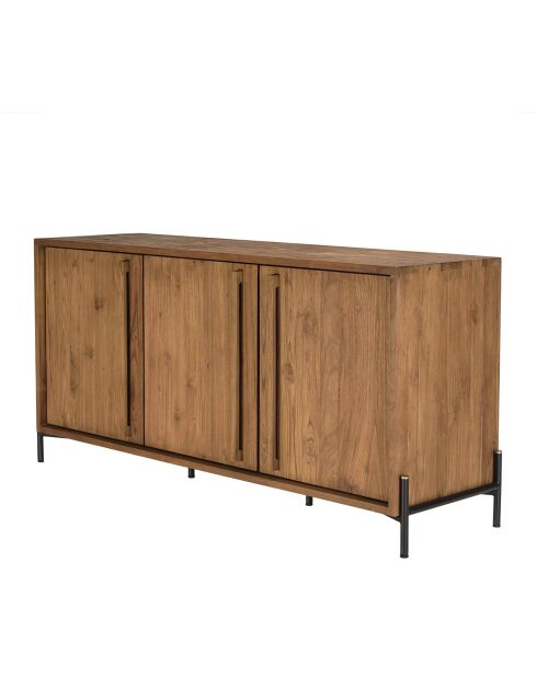 Buffet 3 portes en bois de teck recyclé Sixtine bois - 148x42.5x70 cm