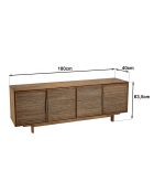 Buffet en bois de teck recyclé naturel 4 portes Sixtine bois - 180x40x63.5 cm