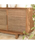 Buffet en bois de teck recyclé naturel 4 portes Sixtine bois - 180x40x63.5 cm