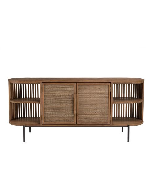 Buffet arrondi en bois de teck recyclé 2 portes Sixtine bois - 160x44x77 cm