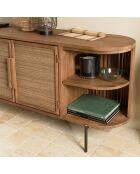 Buffet arrondi en bois de teck recyclé 2 portes Sixtine bois - 160x44x77 cm