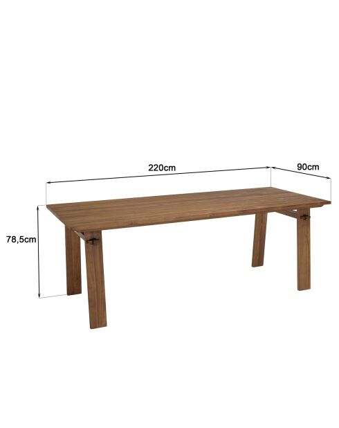 Table à manger rectangulaire en bois de teck recyclé Sixtine bois - 220x90x78 cm