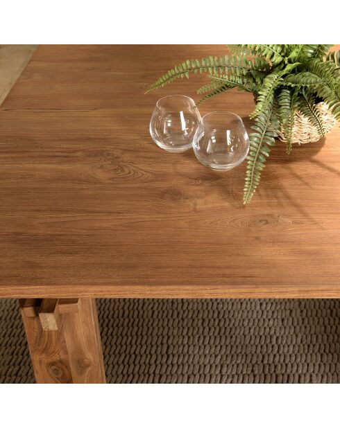 Table à manger rectangulaire en bois de teck recyclé Sixtine bois - 220x90x78 cm