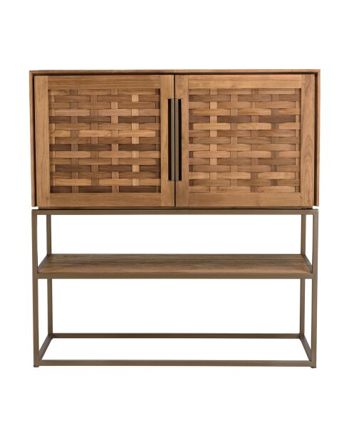 Buffet en bois de teck recyclé 2 portes Sixtine bois - 105x40x110 cm