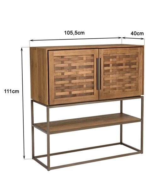 Buffet en bois de teck recyclé 2 portes Sixtine bois - 105x40x110 cm