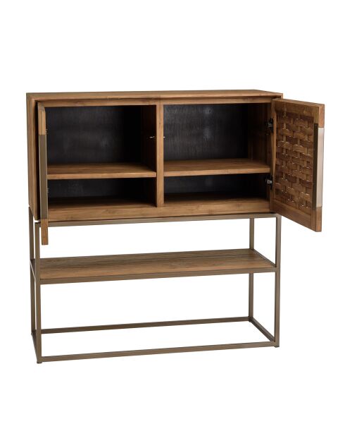 Buffet en bois de teck recyclé 2 portes Sixtine bois - 105x40x110 cm