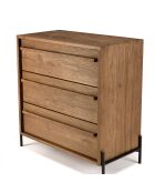 Commode 3 tiroirs en bois de teck recyclé pieds en métal noir Sixtine bois - 84x42.5x85.5 cm