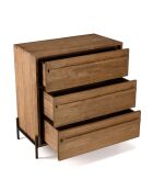 Commode 3 tiroirs en bois de teck recyclé pieds en métal noir Sixtine bois - 84x42.5x85.5 cm