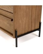 Commode 3 tiroirs en bois de teck recyclé pieds en métal noir Sixtine bois - 84x42.5x85.5 cm