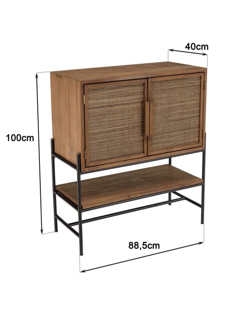 Buffet 2 portes en bois de teck recyclé Sixtine bois - 88.5 x40x100 cm