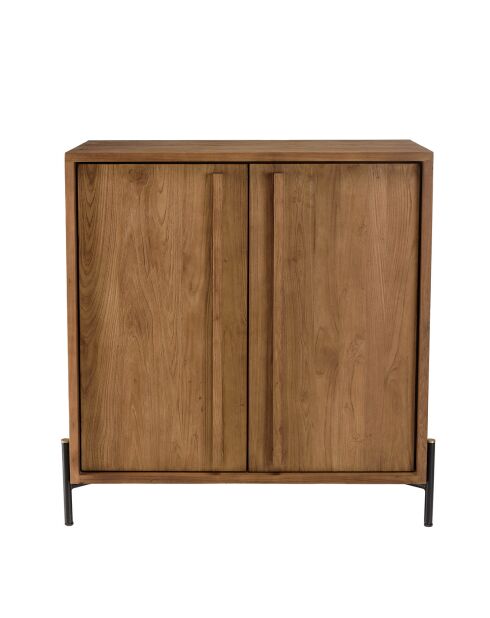 Buffet 2 portes en bois de teck recyclé Sixtine bois - 84x42.5x85.5 cm