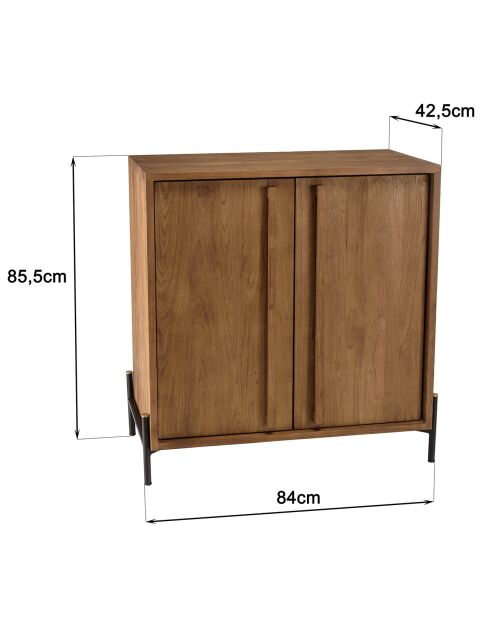 Buffet 2 portes en bois de teck recyclé Sixtine bois - 84x42.5x85.5 cm