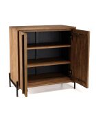 Buffet 2 portes en bois de teck recyclé Sixtine bois - 84x42.5x85.5 cm