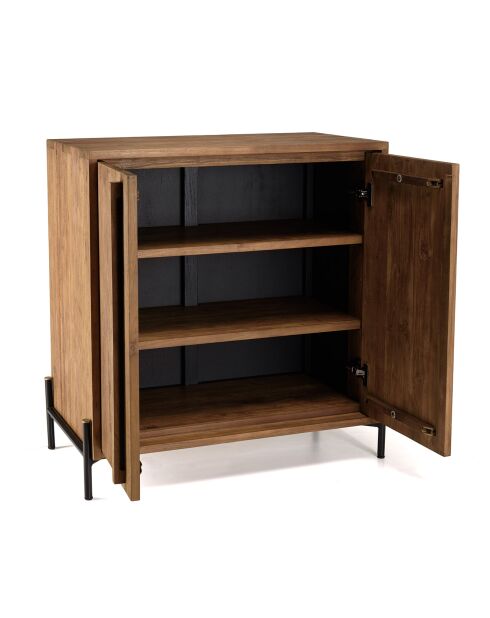 Buffet 2 portes en bois de teck recyclé Sixtine bois - 84x42.5x85.5 cm