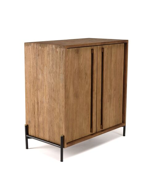 Buffet 2 portes en bois de teck recyclé Sixtine bois - 84x42.5x85.5 cm