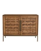 Buffet en bois de teck recyclé 2 portes Sixtine bois - 100x40x75.5 cm