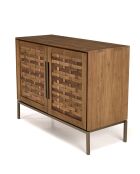 Buffet en bois de teck recyclé 2 portes Sixtine bois - 100x40x75.5 cm