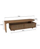 Meuble TV modulable 2 tiroirs en bois teck recyclé Sixtine bois - 140x40x40.5 cm