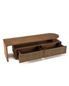 Meuble TV modulable 2 tiroirs en bois teck recyclé Sixtine bois - 140x40x40.5 cm