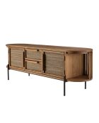 Meuble TV arrondi en bois de teck recyclé 2 portes 2 tiroirs Sixtine bois - 160x44x55 cm