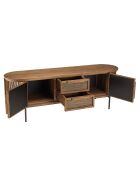 Meuble TV arrondi en bois de teck recyclé 2 portes 2 tiroirs Sixtine bois - 160x44x55 cm