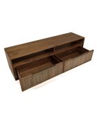 Meuble TV 2 tiroirs 2 niches en bois de teck recyclé Sixtine bois - 150x40x55 cm