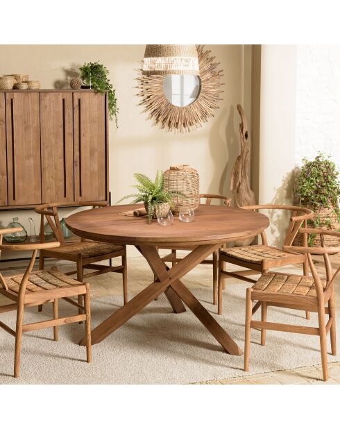 Runder Esstisch aus recyceltem Teakholz aus Sixtine-Holz, 130 x 130 x 78 cm